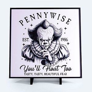 Quadro You'll Float Too Halloween 20x20 cm — Placa Decorativa 3D em Relevo