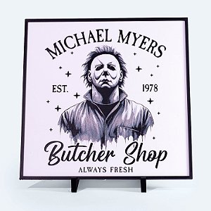 Quadro Butcher Shop Halloween 20x20 cm — Placa Decorativa 3D em Relevo