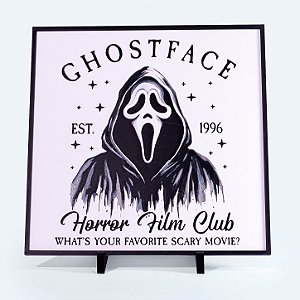 Quadro Horror Film Club Halloween 20x20 cm — Placa Decorativa 3D em Relevo