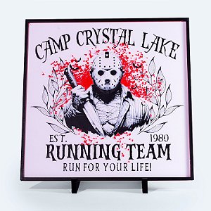 Quadro Camp Crystal Lake Halloween 20x20 cm — Placa Decorativa 3D em Relevo