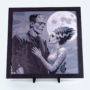 Quadro Noiva ao Luar — Placa Decorativa 3D em Relevo 20x20 cm