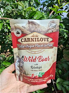 Alimento úmido natural para cães - Patê de carne de javali e rosa mosqueta 300g - Carnilove