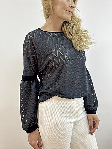 BLUSA DEVORE MANGA FRANZIDA