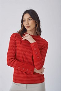 BLUSA CANELADA LISTRAS BOTOES