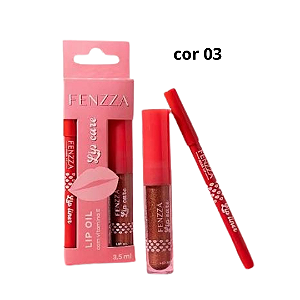 Kit lip care gloss + lápis para boca cor 03 - Fenzza