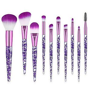 Kit com 10 pincéis brilhosos roxo