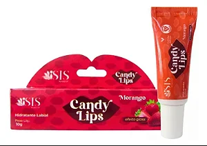 Hidratante labial efeito gloss Candy Lips de Morango - Isis Makeup