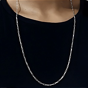 Corrente Masculina em Aço Inox Tijolinho Prateado 1.5 / 70 cm