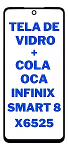 VIDRO FRONTAL INFINIX SMART 8 / SMART 8 PRO COM COLA OCA
