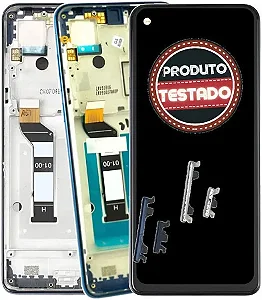 FRONTAL TELA DISPLAY MOTOROLA MOTO ONE ACTION AZUL ESCURO COM ARO LCD