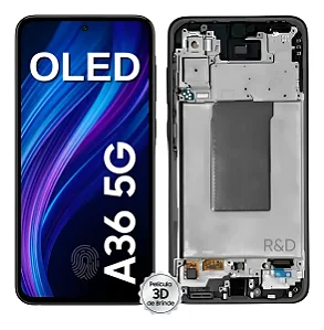 FRONTAL TELA DISPLAY SAMSUNG A36 5G (A336) OLED COM ARO VIVID GRAFITE CAMERA FLUTUANTE