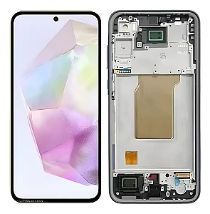 FRONTAL TELA DISPLAY SAMSUNG A35 OLED COM ARO GRAFITE U (CAMERA FLUTUANTE)