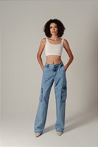 Calça Entrance Cargo Jeans Feminina