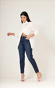 Calça Entrance Mom básica Jeans Feminina Escura