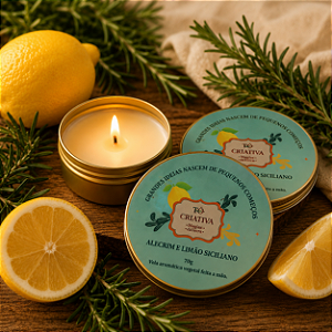 Vela Aromática Vegetal Alecrim e Limão Siciliano