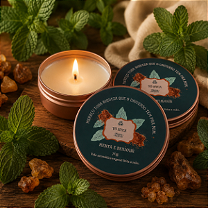 Vela Aromática Vegetal Menta e Benjoim