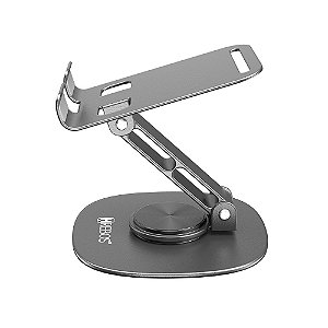 Suporte De Mesa Para Celular Alumínio Prata Rotação Hrebos SU-226