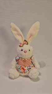 Coelho Decorativo Páscoa Pelúcia Fêmea sentada