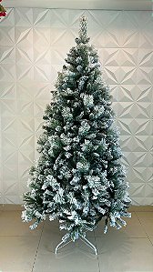 Árvore De Natal Nevada Grande Luxo 2,10 M 1060Galhos