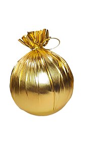 BOLA EM TECIDO METALIZADO OURO 15CM