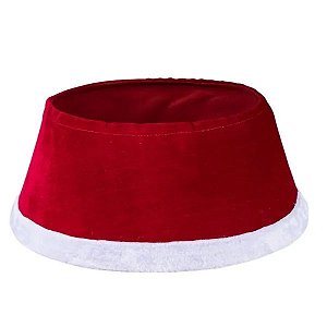 SAIA DE ÁRVORE VELUDO FORMADO CONE VERMELHA COM BORDA BRANCA 56X25CM
