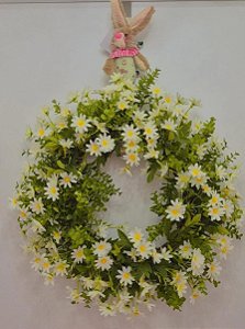 Guirlanda de Páscoa com Flores Brancas 40x40cm