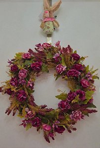 Guirlanda de Páscoa com Flores cor Vinho 40x40cm