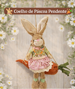 Coelho de Páscoa Pendente Decorativo Menina 25cm
