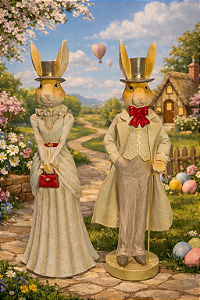 Coelho de Páscoa em Resina 48cm Coleção Realeza
