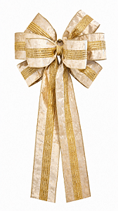 Laço de Fita Premium Creme e Dourado