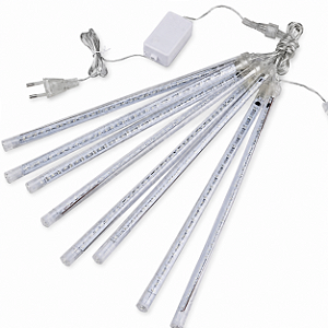CASCATA DE LED BRANCO FRIO C/ 8 TUBOS
