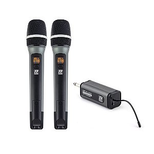 Sistema de Microfone sem Fio Duplo Mão SFH-20 UHF - STANER