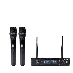 Sistema Microfone Sem Fio KDS-W382M Uhf Duplo de Mão KADOSH
