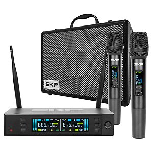 Microfone de Mão Duplo Sem Fio SKP Clarity II – Alta Fidelidade e Alcance 50m