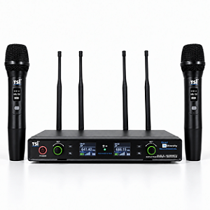 Microfone Sem Fio TSI Duo-4R Recarregável UHF 200 Canais