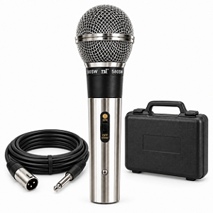 Microfone Vocal TSI 580SW Dinâmico Cardioide Com Fio Cabo XLR P10 5m Case Bolsa