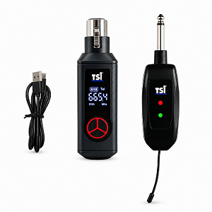 Adaptador Sem Fio TSI Adaptor-UHF 48 Canais Para Microfone Dinâmico XLR Com Receptor P10