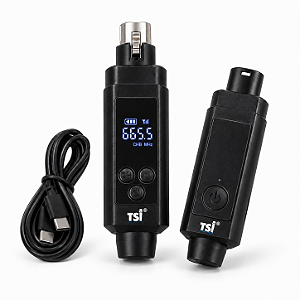 Adaptador Sem Fio Para Microfone XLR TSI Adaptor PH UHF 100 Canais Phantom Power 48V USB C