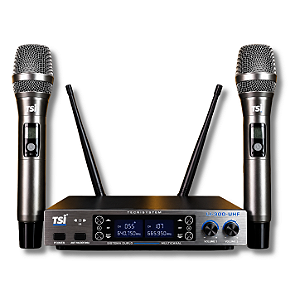 Microfone Sem Fio Tsi Li 300 Uhf Recarregável 168 Canais
