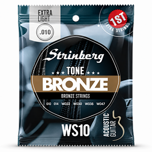 Encordoamento Violão Aço 0.10 Strinberg Bronze WS10 6 Cordas