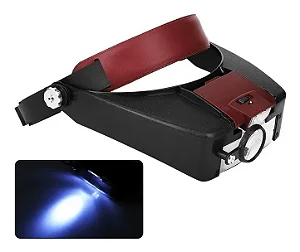 Lupa Pala De Cabeça Profissional 2 Luz Leds Potente 81007a