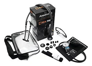 Kit Acadêmico Black Esfigmomanômetro E Estetoscópio Cor Preto