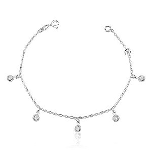 Tornozeleira com zircônias redondas