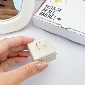 Anel Solitário Coração Cristal