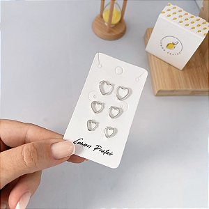 Brinco argolas kit coração clic