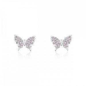 Brinco borboleta 24 Pedras Rosa