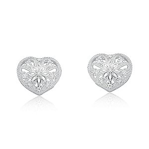 Brinco coração cravejado 6 pedras