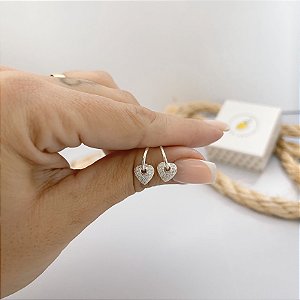 Brinco Argola Coração Cravejado