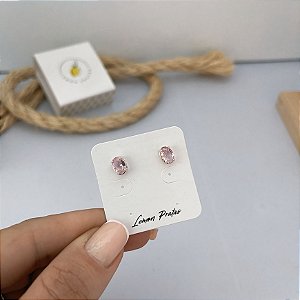 Brinco Pedra Oval Rosa