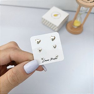 Brinco Trio de Coração prata